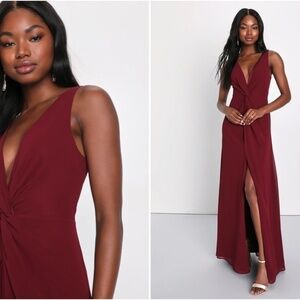 LULU's Elegant Wedding Special Event Sexy Flowy Chiffon Maxi Gown NWOT